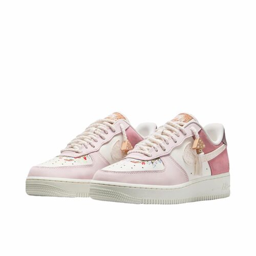Nike Air Force 1 皮革真皮 低帮 板鞋 女款 粉白色IB8874-111 - 图0