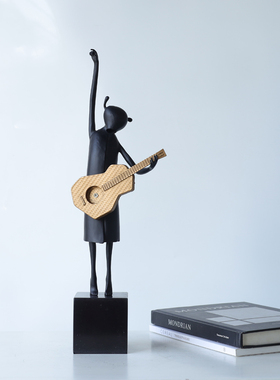 金属弹吉他人物玄关摆件