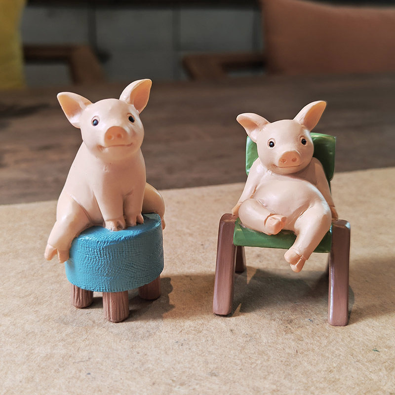 可爱椅子猪小摆件小猪网红电视柜创意可爱仿真动物趣味精致礼物,淘宝优惠券,粉丝福利购,淘宝优惠卷