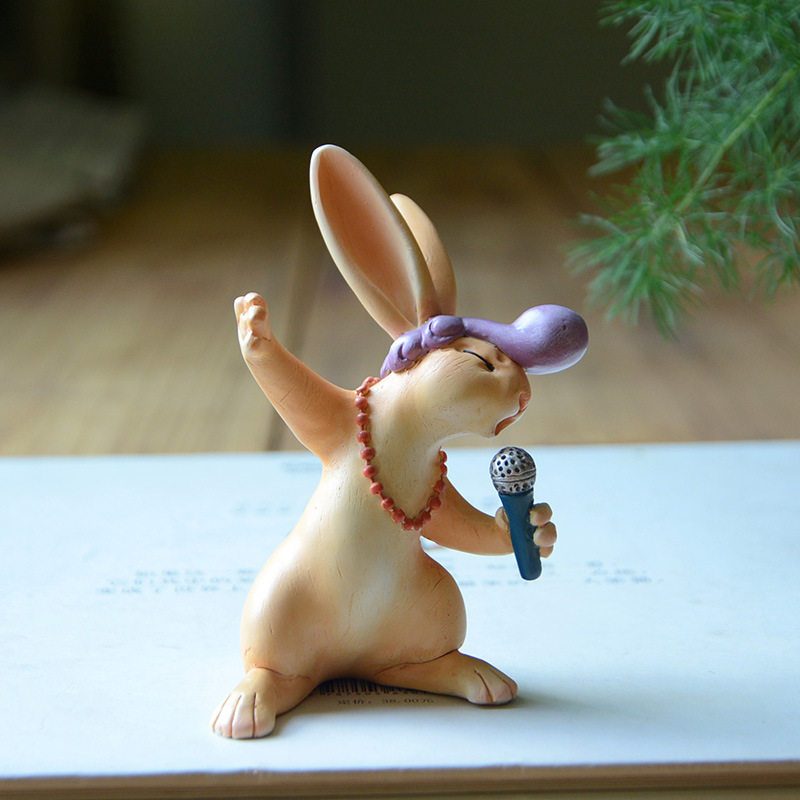 创意可爱个性手工兔子摆件电视柜工艺品唱歌动物家居装饰礼品卡通,淘宝优惠券,粉丝福利购,淘宝优惠卷