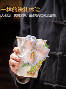 非遗釉下彩手工陶瓷花杯