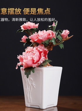 陶瓷手工牡丹花仿真大号盆栽摆件