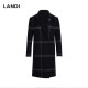 LANDI yarn-dyed plaid straight coat