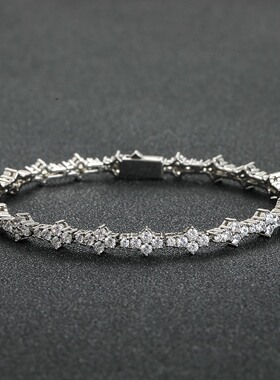 Plum Blossom Tennis Chain Men's Hip Hop Bracelet男士嘻哈手链