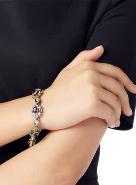 URCHOICE复古水晶花多彩手链