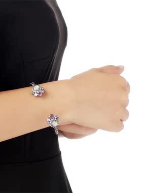 URCHOICE水钻花朵开口手镯女