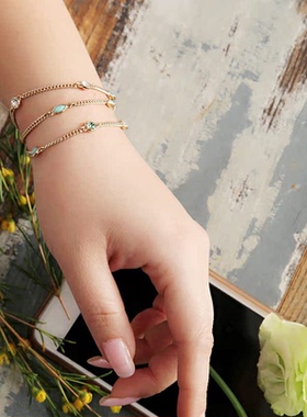 URCHOICE正品绿色多层细手链