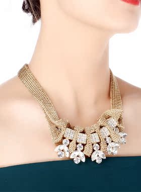 URCHOICE复古重工水晶宴会项链