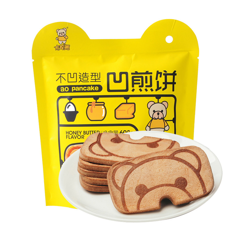 卡宾熊凹煎饼60g儿童早餐网红饼干 卡宾熊食品薄脆饼干