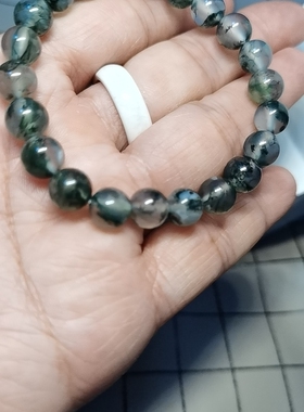 13年老店天然水草玛瑙手链8mm手串冰透水润幸运石女神生日礼物