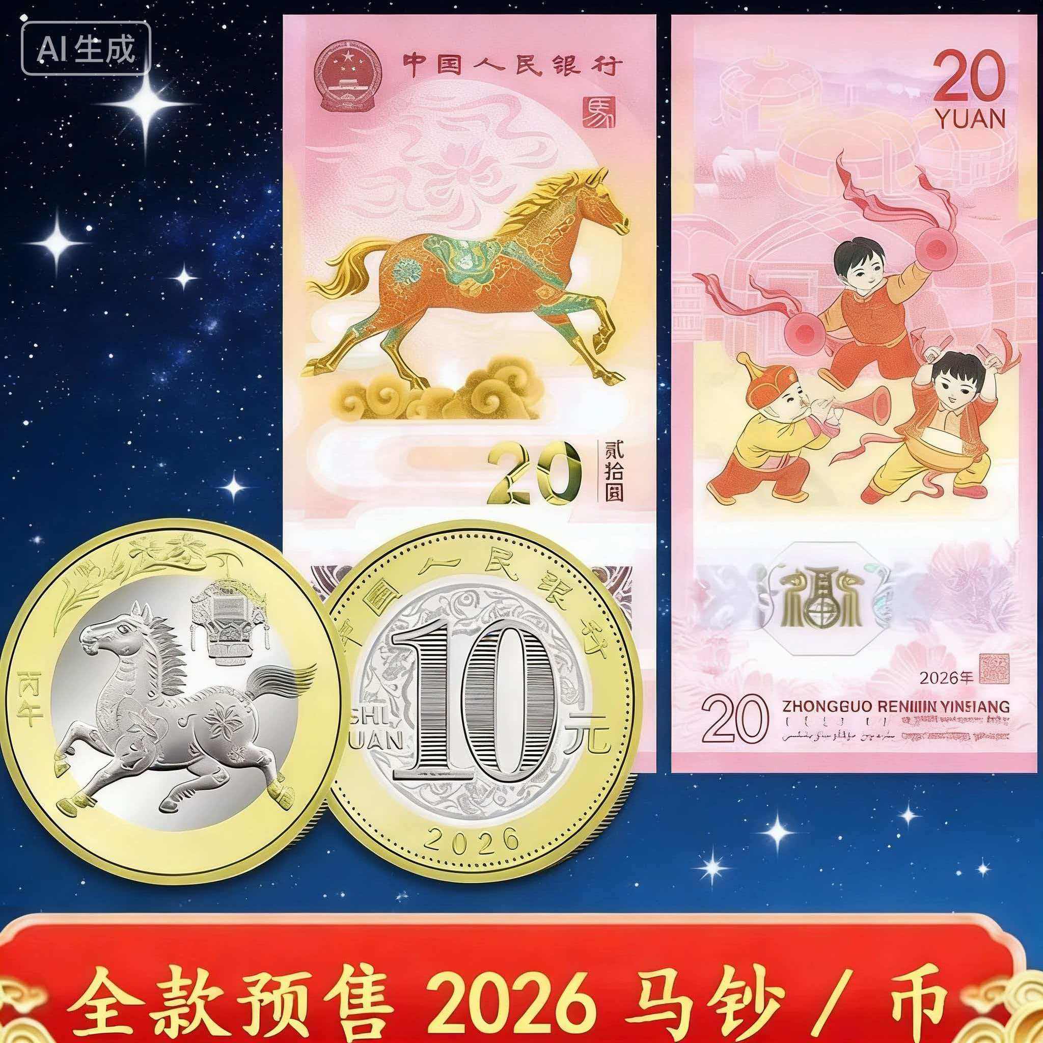 2026马年纪念钞春节礼盒套装马年纪念币贺岁礼品套盒收藏保护邮票,淘宝优惠券,粉丝福利购,淘宝优惠卷