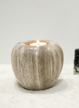 木化石烛台桌面摆件北欧风