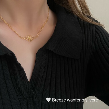 S925纯银镂空花朵项链女ins小众设计感高级轻奢气质百搭锁骨链