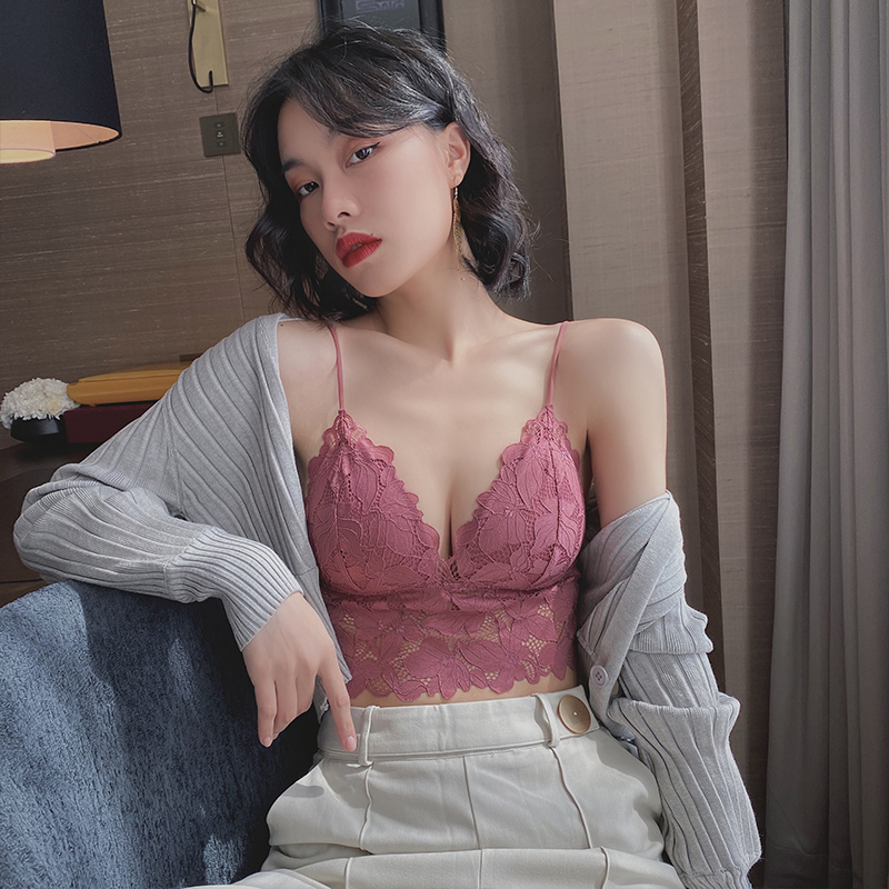 祺蕾旗舰店法式无钢圈内衣女三角杯性感蕾丝薄款背心式胸罩显小美背文胸bra2