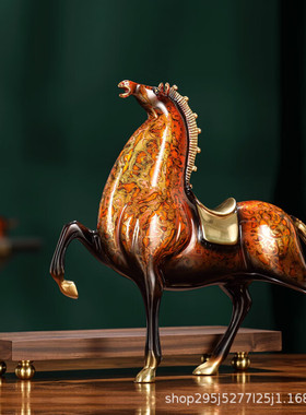 新中式黄铜马到成功摆件乔迁礼