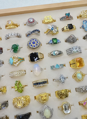 欧美外贸风时尚彩色镶钻几何形戒指简约个性女食指指环饰品