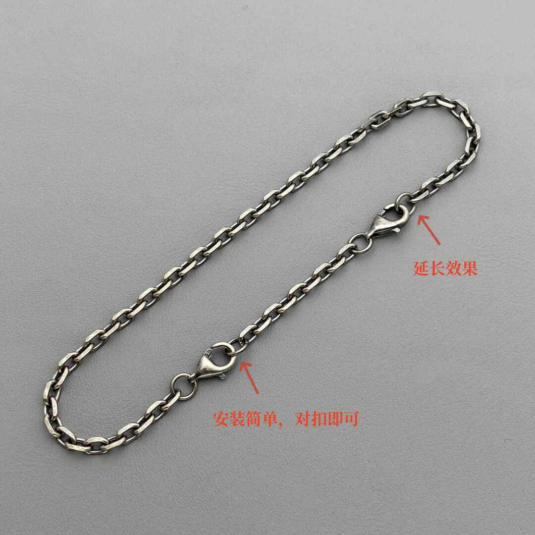 925纯银做旧延长项链手链加长链调节链条diy配件3mm太角链复古色,淘宝优惠券,粉丝福利购,淘宝优惠卷
