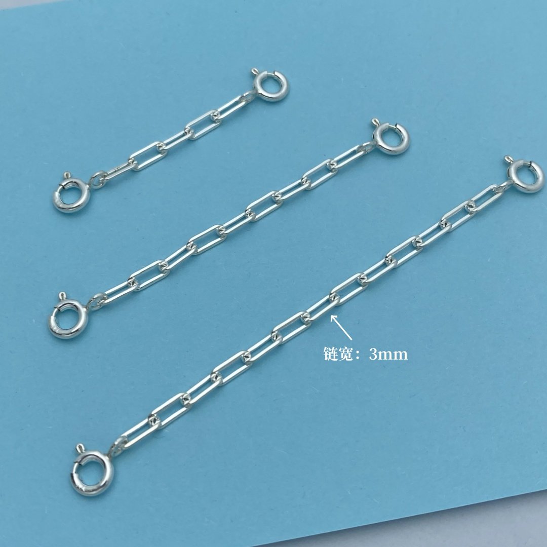 s925纯银项链延长链单扣调节链 DIY手工搭配水晶手串方形十字链条,淘宝优惠券,粉丝福利购,淘宝优惠卷