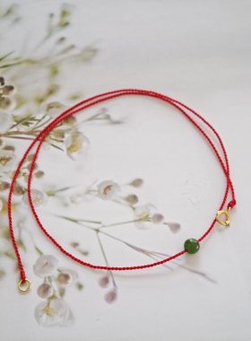 VerGem原创天然碧玉红绳项链女小众设计高级感锁骨链