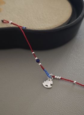 VerGem原创·马上有钱花 小马S925银手链 手工编织新年本命年红绳