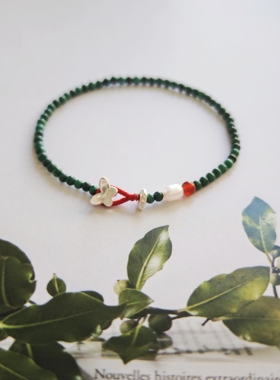 VerGem原创天然孔雀石手链女小众设计五行喜木火手串