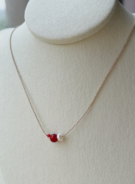 VerGem原创天然珍珠红玛瑙项链女小众设计高级感锁骨链轻奢小众