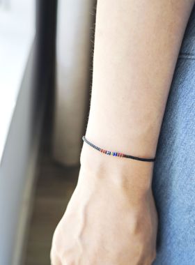 VerGem原创复古高级感手串黑色中性百搭手链S925银扣极细叠戴手链