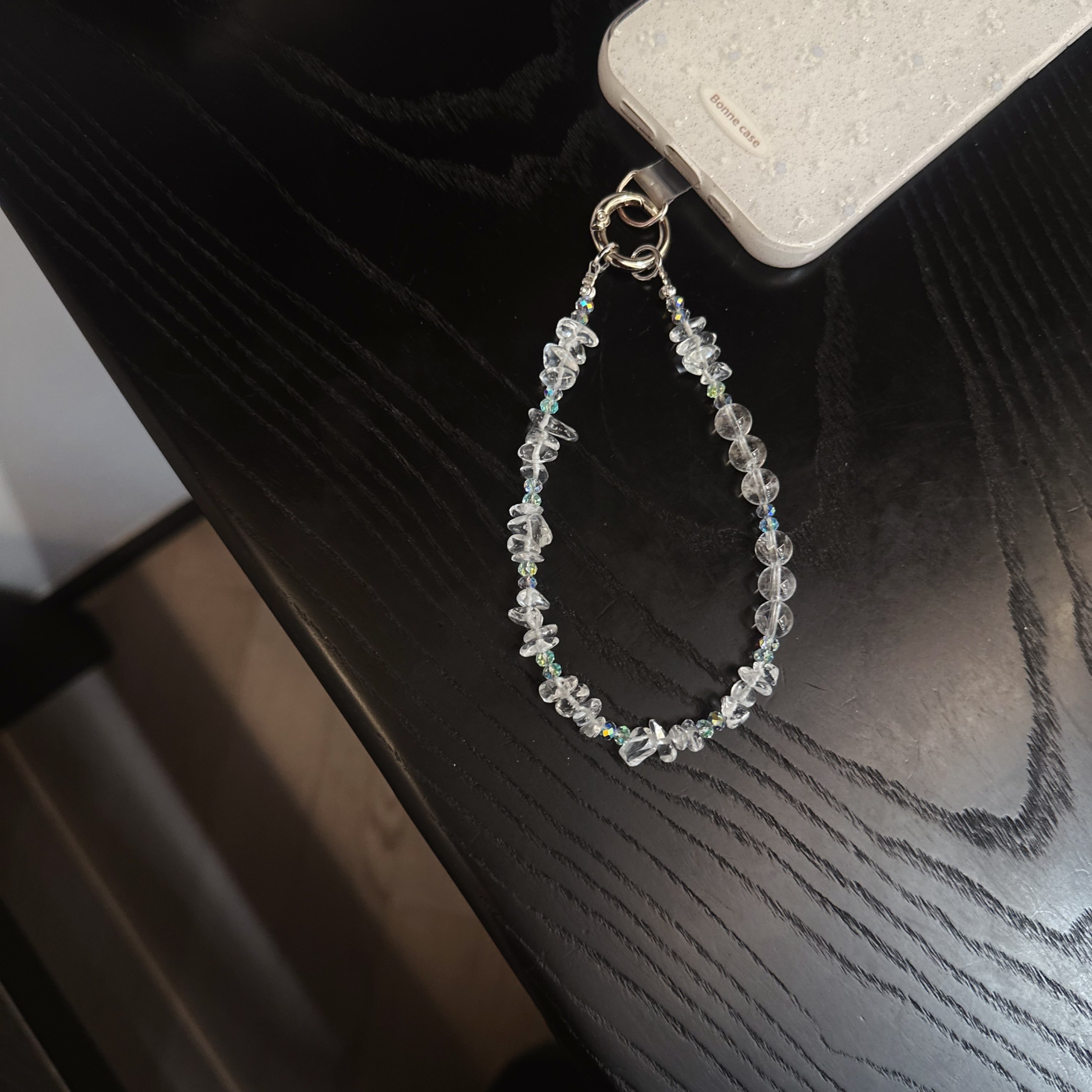 白月光~透明水晶串珠手机挂件手腕链钥匙扣包包挂饰高颜值网红款,淘宝优惠券,粉丝福利购,淘宝优惠卷