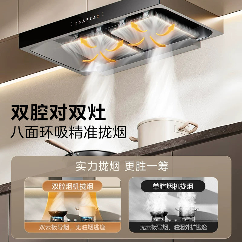 美的家用厨房大吸力风量抽油烟机欧式顶吸油烟机T36PRO官方正品