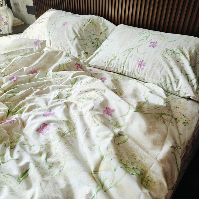 Foreign trade export 100s pure cotton tribute satin Egyptian cotton double bed sheet quilt cover four-piece set cotton thick smooth bedding products