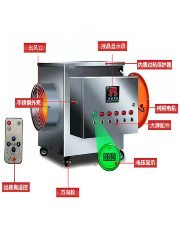 工业电热养殖暖风机烘干加温不锈钢风机设备大棚功率取暖器热风炉-图0