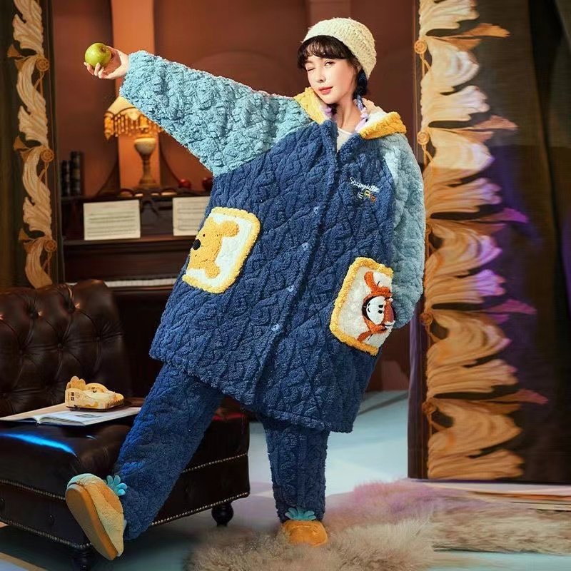 5XL特大码胖妹妹200斤加肥加大三层加厚法兰绒夹棉睡衣女冬拉链款,淘宝优惠券,粉丝福利购,淘宝优惠卷