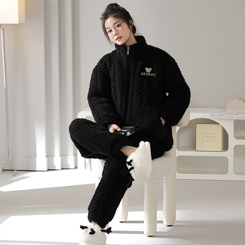 5XL特大码胖妹妹200斤加肥加大三层加厚法兰绒夹棉睡衣女冬拉链款,淘宝优惠券,粉丝福利购,淘宝优惠卷