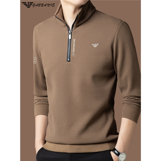 正品意大利男士纯棉长袖t恤秋冬新款立领打底polo衫宽松卫衣男装