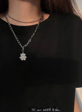 小熊项链轻奢小众高级感嘻哈