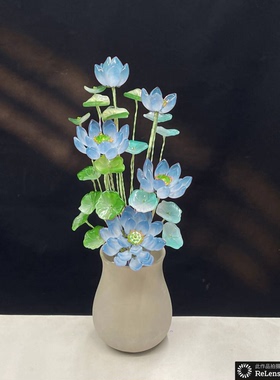 琉璃手工荷花佛供花书房