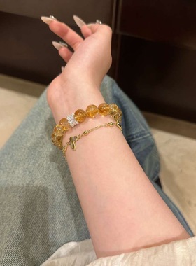 一夜暴富天然黄水晶手链正品巴西金发晶招财转运黄塔晶手串礼物