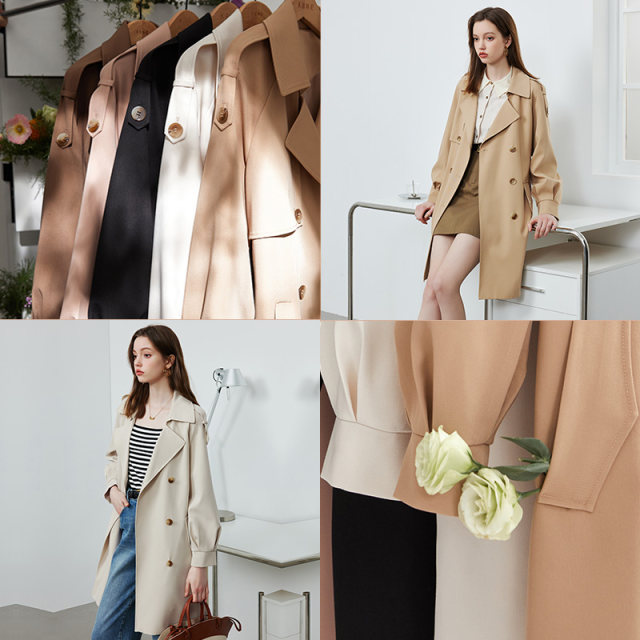 Windbreaker coat for women's kbne 2024 spring and autumn new styles, trendy retro small khaki color slimming coat this year