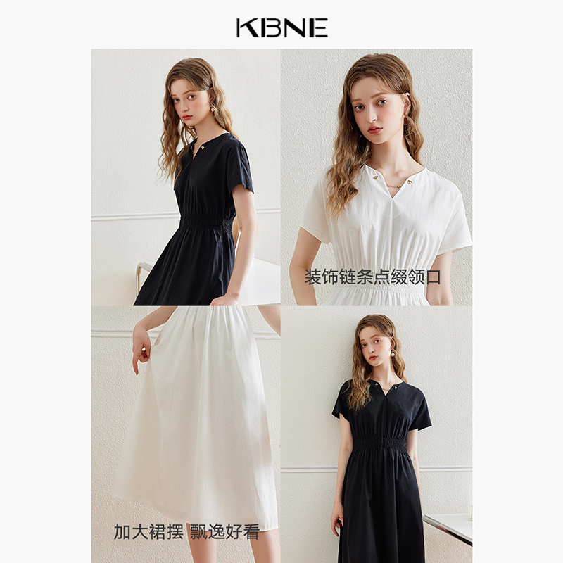 【莱赛尔】KBNE白色连衣裙女V领裙子 2024夏季新款高端精致长裙 - 图2