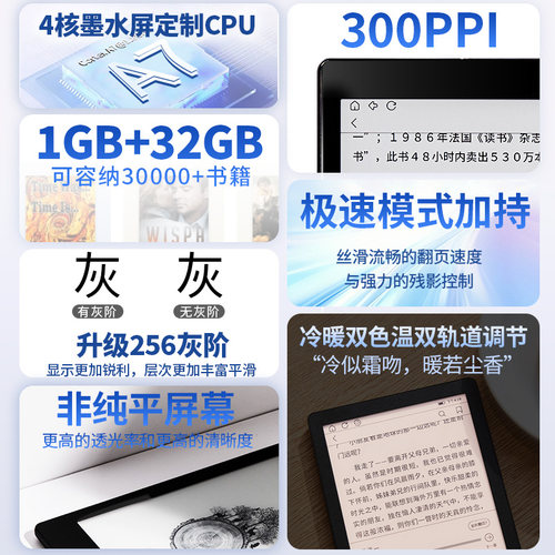 【咨询再减】国文OBOOK6S电子书阅读器6英寸300PPI墨水屏开放系统电纸书看小说看漫画神器护眼阅览器无蓝光 - 图0