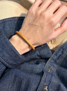 高桥潮流牛皮genz手环男一生之环磁吸圆形耐磨头层皮时尚手链