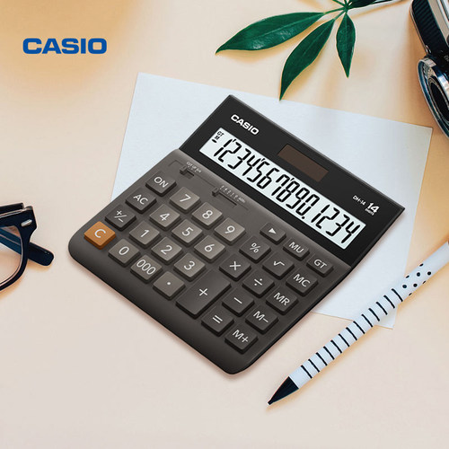 Casio/卡西欧 DH-14超宽体计算器办公商务太阳能14位数12位数显示 大屏幕 大按键银行财务会计台式计算机 - 图1