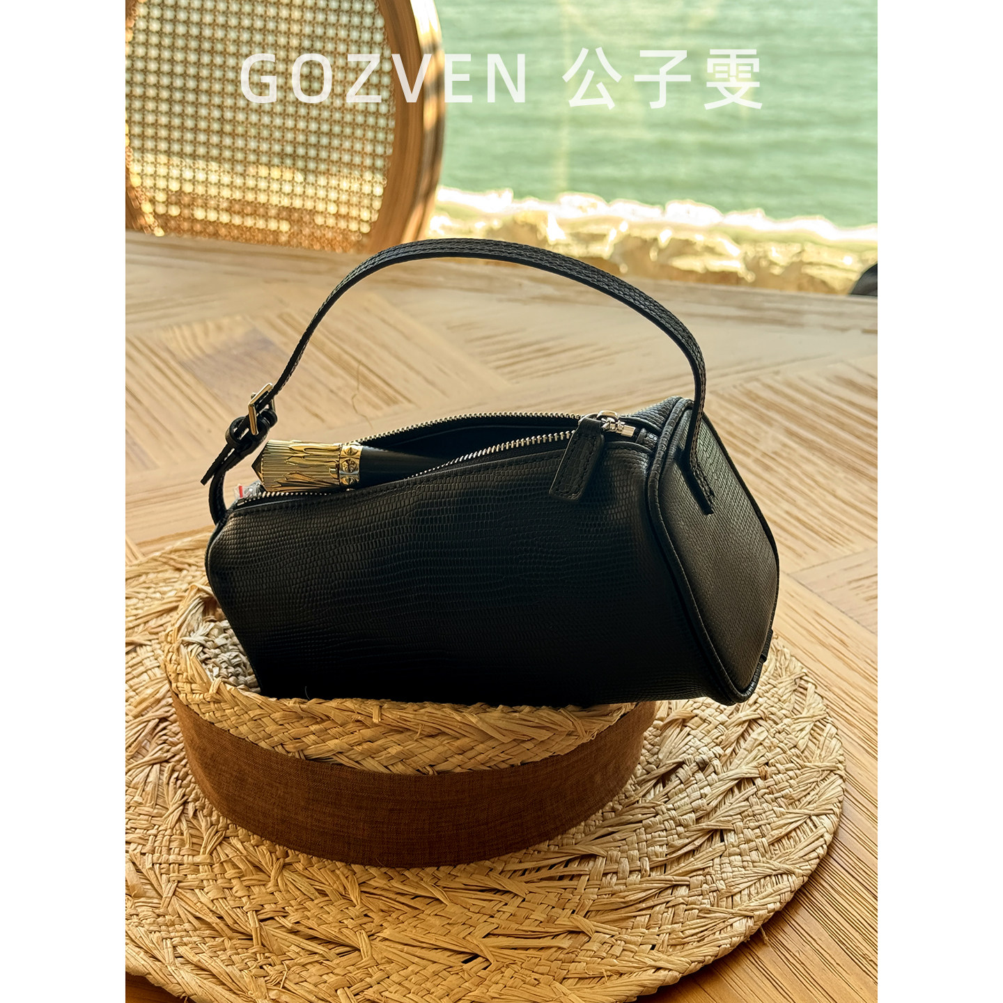 【公子雯】2026新款高级百搭蜥蜴纹头层牛皮笔筒包手提单肩斜挎包,淘宝优惠券,粉丝福利购,淘宝优惠卷