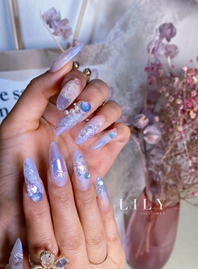 lily老师猫眼美甲人鱼鲛珠马卡龙
