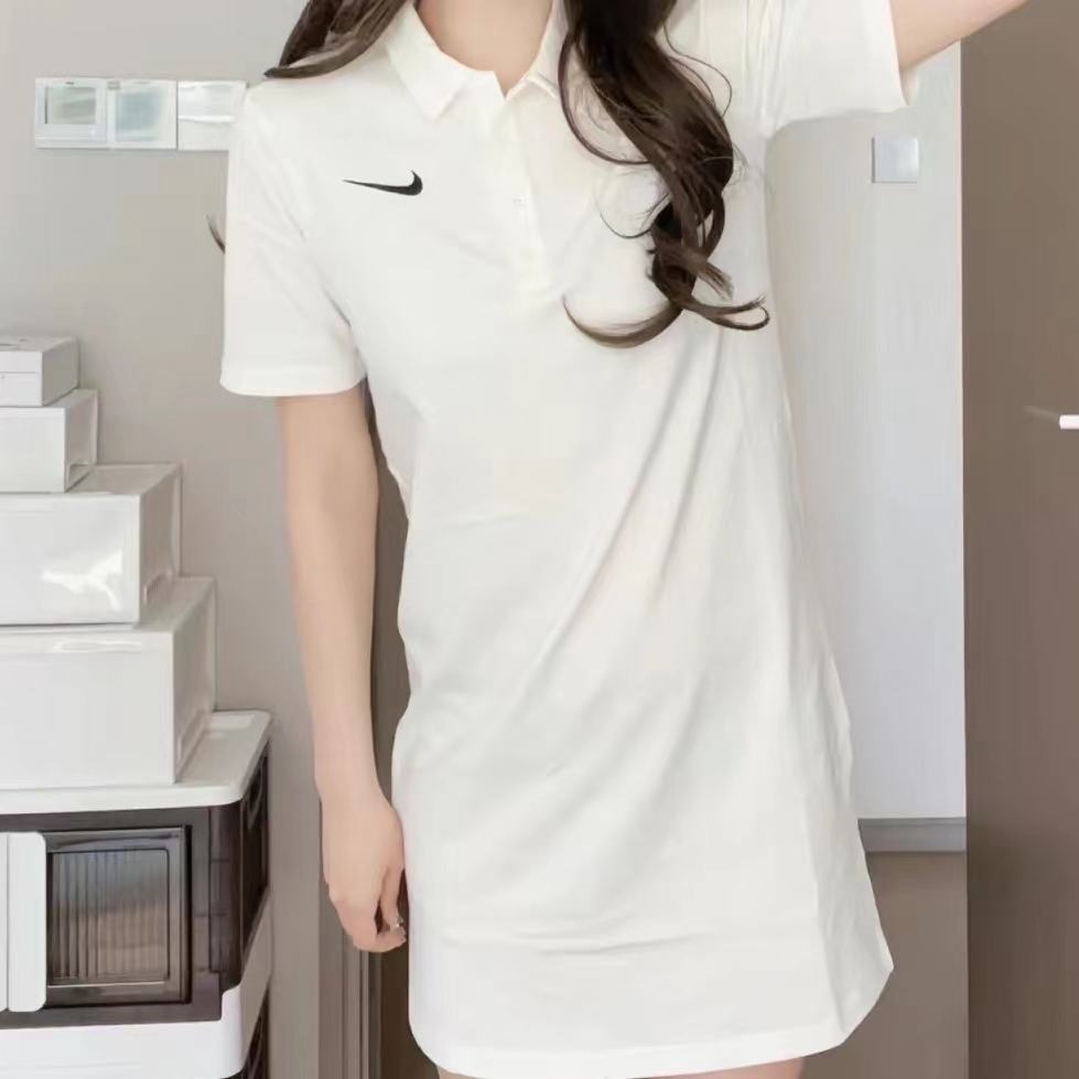 Nike/耐克女子翻领针织休闲运动短袖连衣裙FN3708-133 FN3708-513-图1