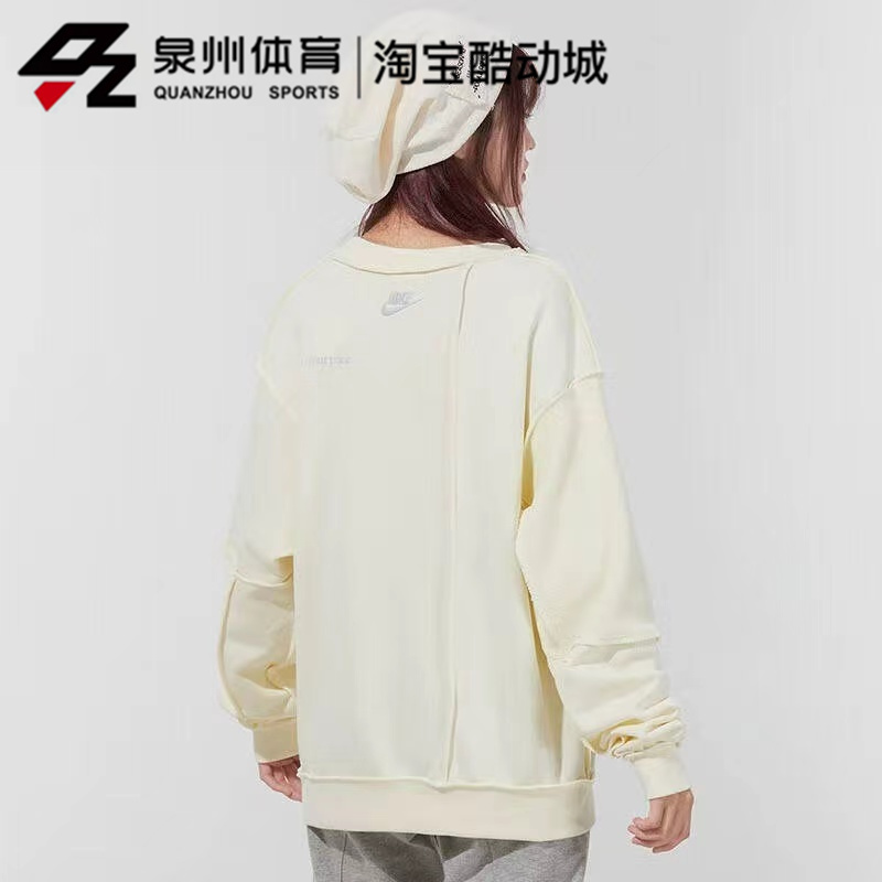 Nike/耐克 女子 运动休闲拼接舒适圆领套头衫卫衣 DO6960-715-521 - 图0