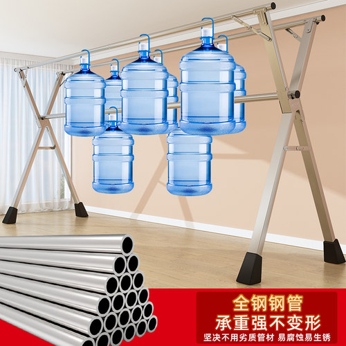 晾衣架落地折叠室内家用阳台卧室不锈钢室外凉伸缩杆式晒被子神器 - 图2