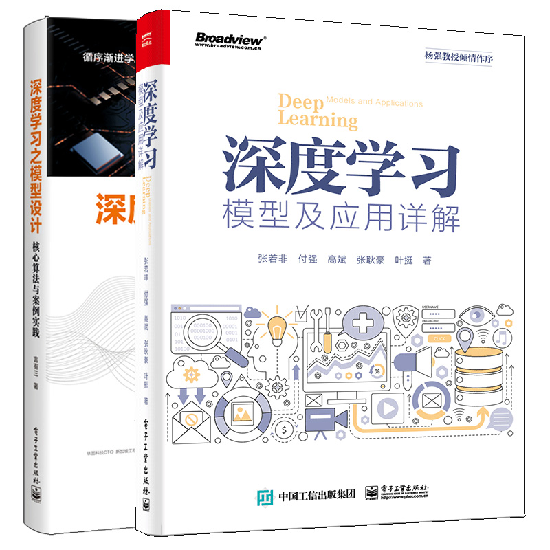 深度学习模型及应用详解+深度学习之模型设计核心算法与案例实践 2册 深度学习模型的发展脉络以及模型深度设计模型宽度设计书籍