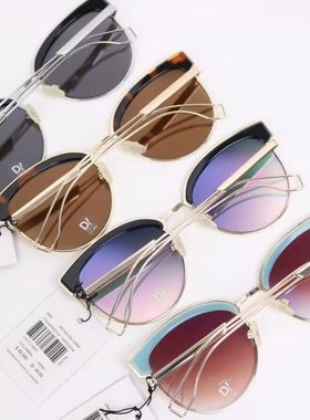 金属变色镀膜猫眼太阳镜女