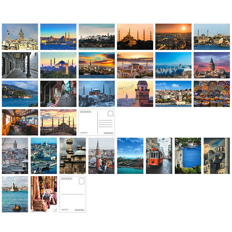 盒装伊斯坦布尔国外城市旅游景点明信片土耳其苏丹艾哈迈德清真寺托普卡珀宫旅行风光风景旅游纪念品祝福贺卡 - 图2